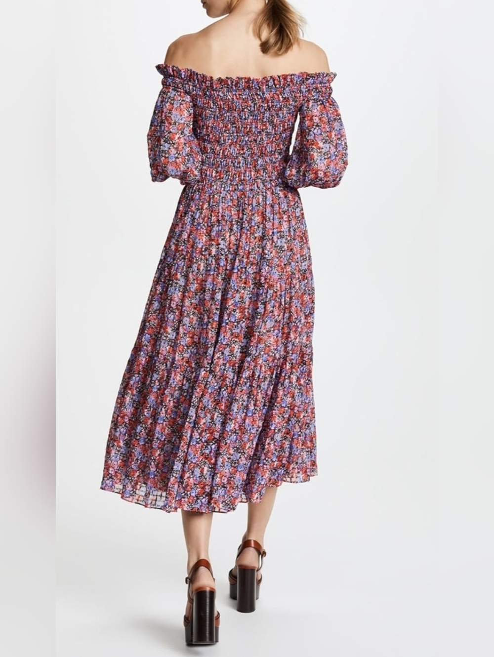 Rebecca Taylor Off-Shoulder Cosmic Floral Dress Size 4 - Picture 2 of 14